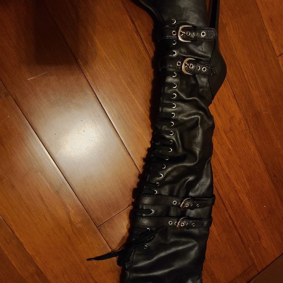 Black Bebe Over-The-Knee Stiletto Boots Women's size 7 - Picture 9 of 15